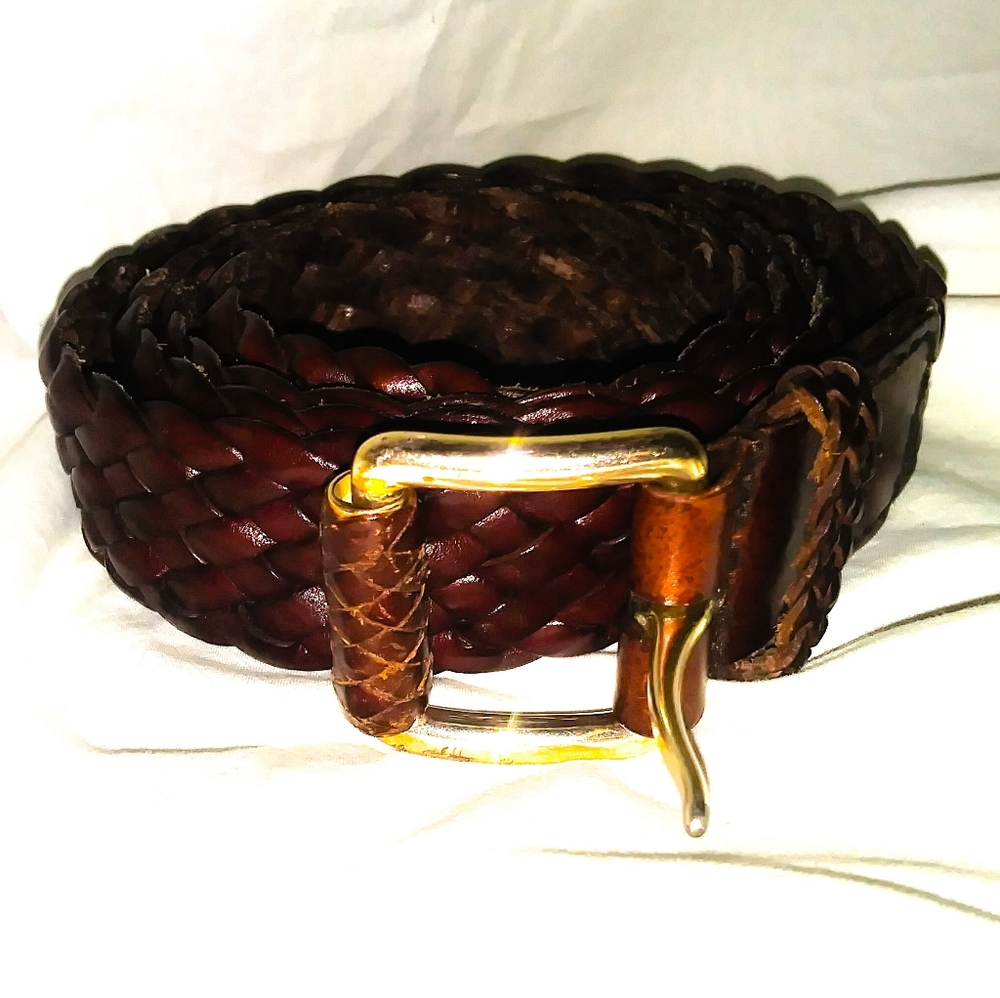 Michael Kors genuine leather brown braided belt